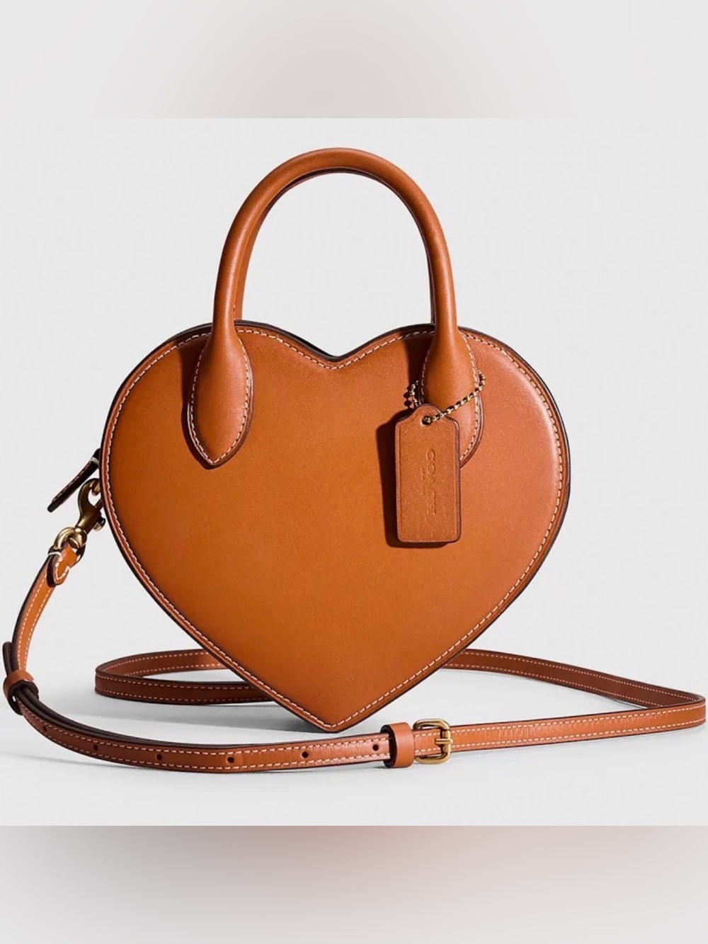 Coach Tan Heart-Shaped Leather Crossbody Bag